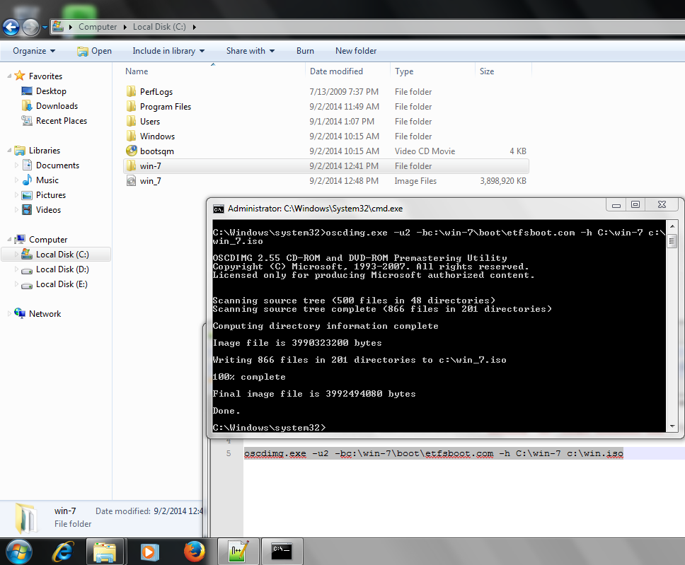 How to create a bootable Windows iso file using Oscdimg